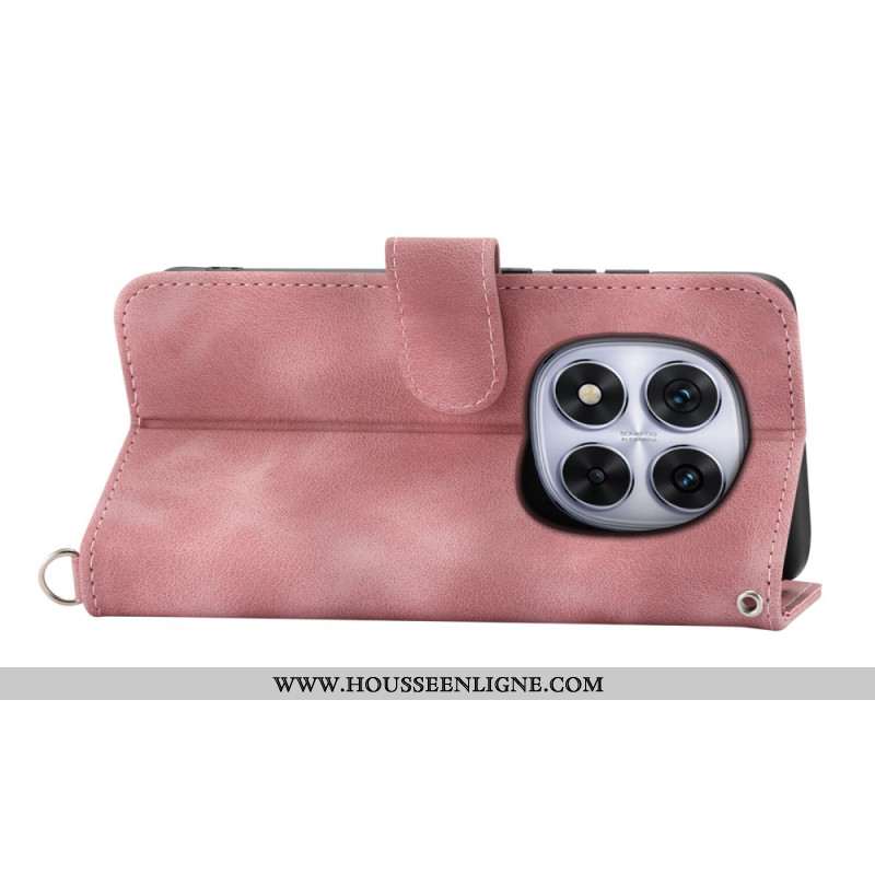 Housse Xiaomi Redmi Note 15 Pro Plus 5G / Poco M8 Pro 5G Motif Floral avec Bandoulière et Lanière