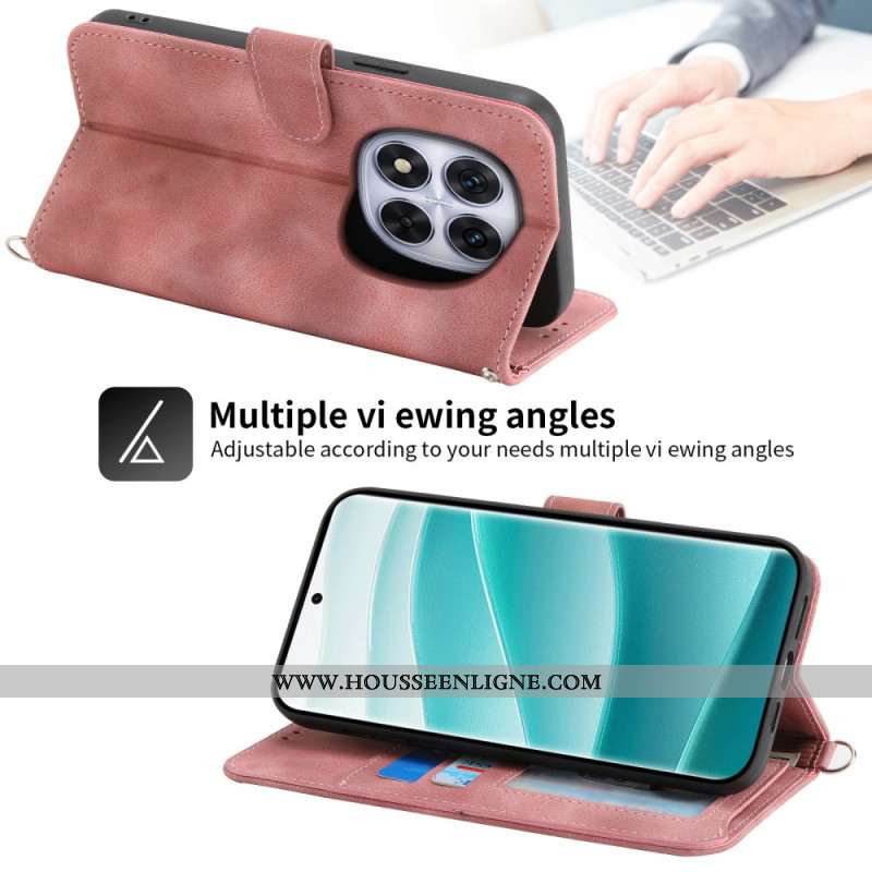 Housse Xiaomi Redmi Note 15 Pro Plus 5G / Poco M8 Pro 5G Motif Floral avec Bandoulière et Lanière