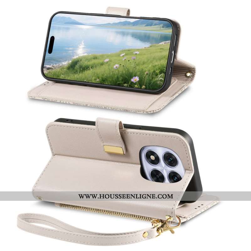 Housse Xiaomi Redmi Note 15 Pro Plus 5G / Poco M8 Pro 5G Motif Floral et Pochette Zippée