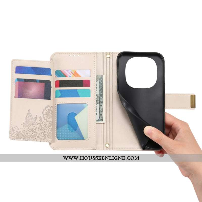 Housse Xiaomi Redmi Note 15 Pro Plus 5G / Poco M8 Pro 5G Motif Floral et Pochette Zippée