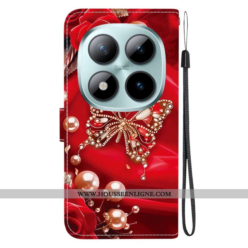 Housse Xiaomi Redmi Note 15 Pro Plus 5G / Poco M8 Pro 5G Papillon Nacré Rouge