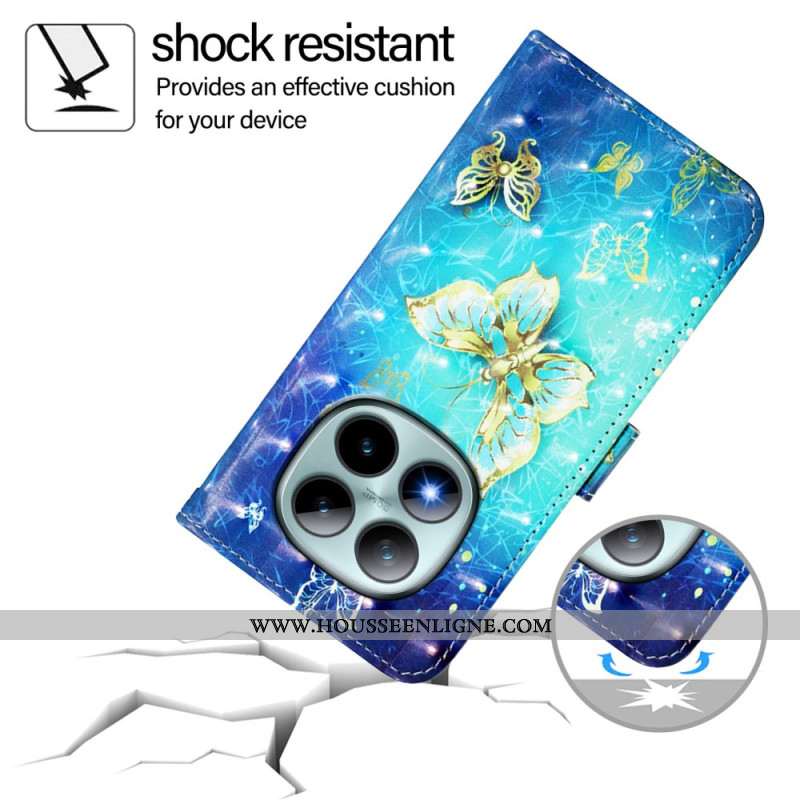 Housse Xiaomi Redmi Note 15 Pro Plus 5G / Poco M8 Pro 5G Papillons Dorés