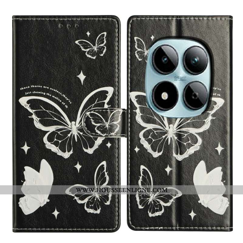 Housse Xiaomi Redmi Note 15 Pro Plus 5G / Poco M8 Pro 5G Papillons Noirs et Blancs