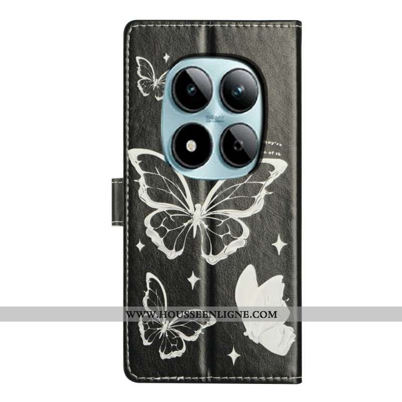 Housse Xiaomi Redmi Note 15 Pro Plus 5G / Poco M8 Pro 5G Papillons Noirs et Blancs