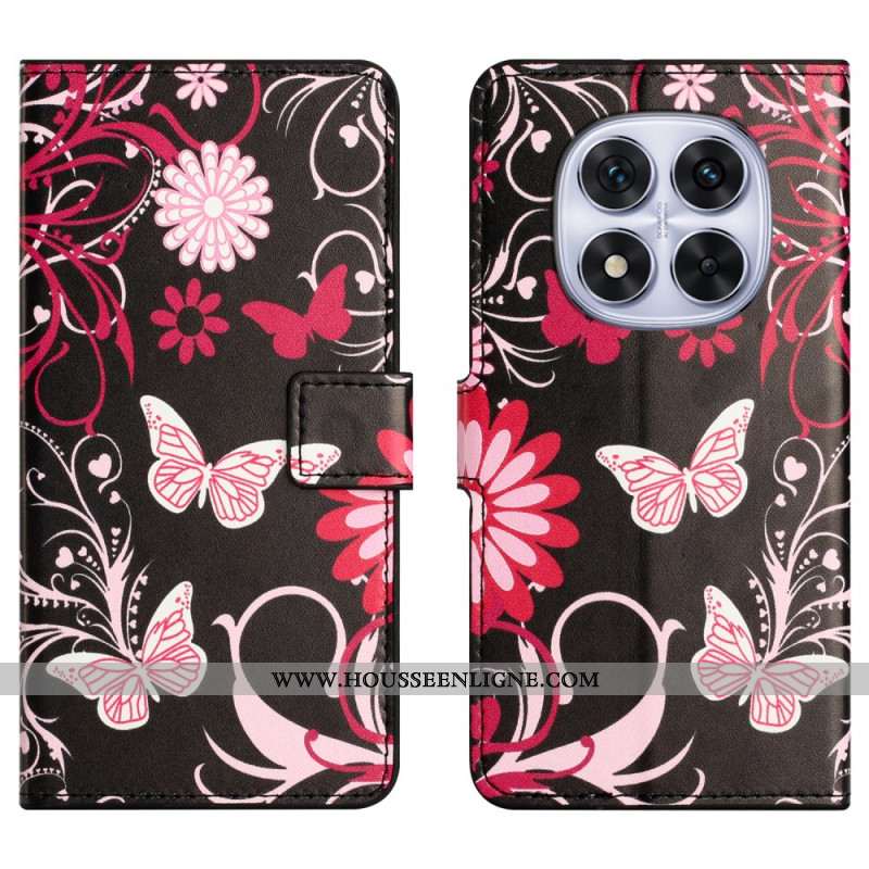 Housse Xiaomi Redmi Note 15 Pro Plus 5G / Poco M8 Pro 5G Papillons sur Fond Noir