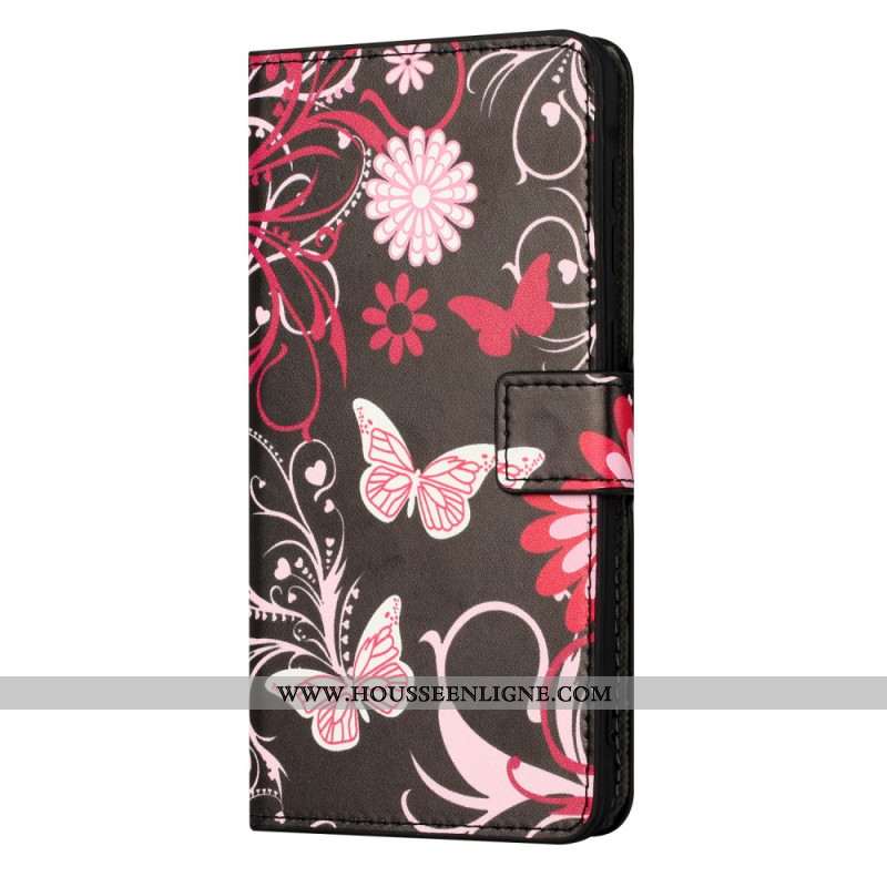 Housse Xiaomi Redmi Note 15 Pro Plus 5G / Poco M8 Pro 5G Papillons sur Fond Noir