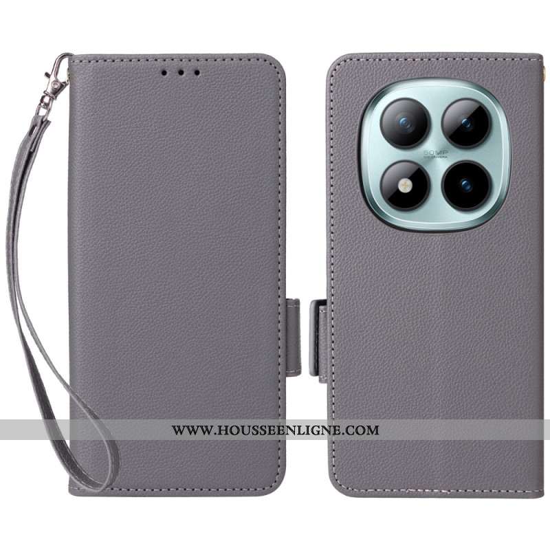 Housse Xiaomi Redmi Note 15 Pro Plus 5G / Poco M8 Pro 5G Simili Cuir Litchi à Lanière