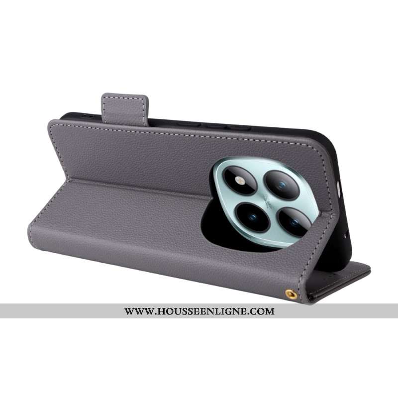 Housse Xiaomi Redmi Note 15 Pro Plus 5G / Poco M8 Pro 5G Simili Cuir Litchi à Lanière