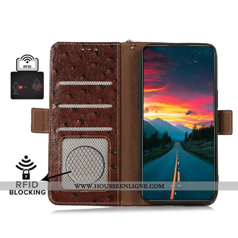 Housse iPhone 17 Blocage RFID Cruir Texture Autruche