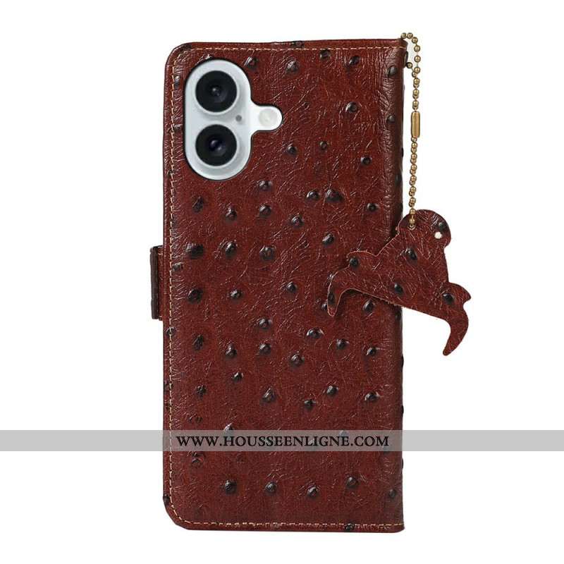 Housse iPhone 17 Blocage RFID Cruir Texture Autruche