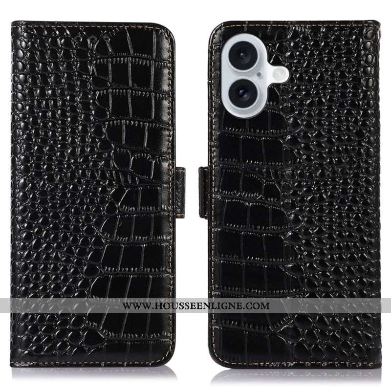 Housse iPhone 17 Cuir Texture Crocodile