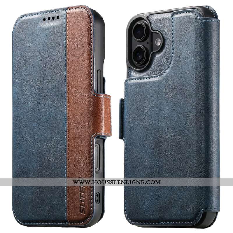 Housse iPhone 17 MagSafe Cuir Texturé Bicolore