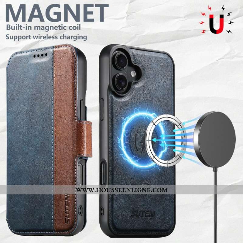 Housse iPhone 17 MagSafe Cuir Texturé Bicolore