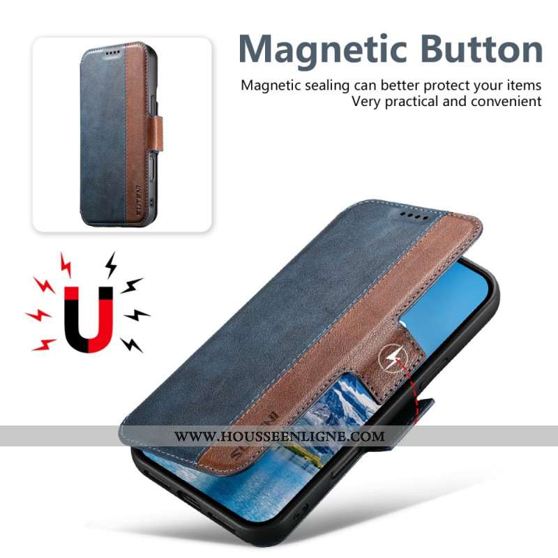 Housse iPhone 17 MagSafe Cuir Texturé Bicolore