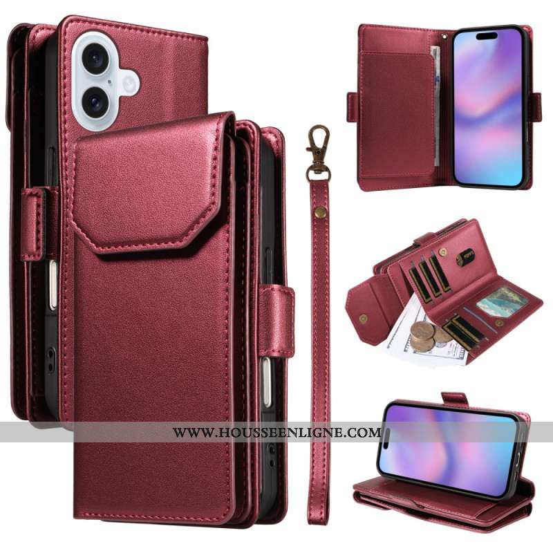 Housse iPhone 17 Multiples Porte-Cartes et dragonne