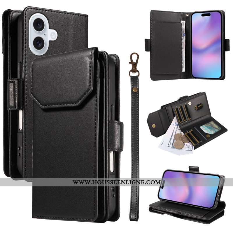 Housse iPhone 17 Multiples Porte-Cartes et dragonne