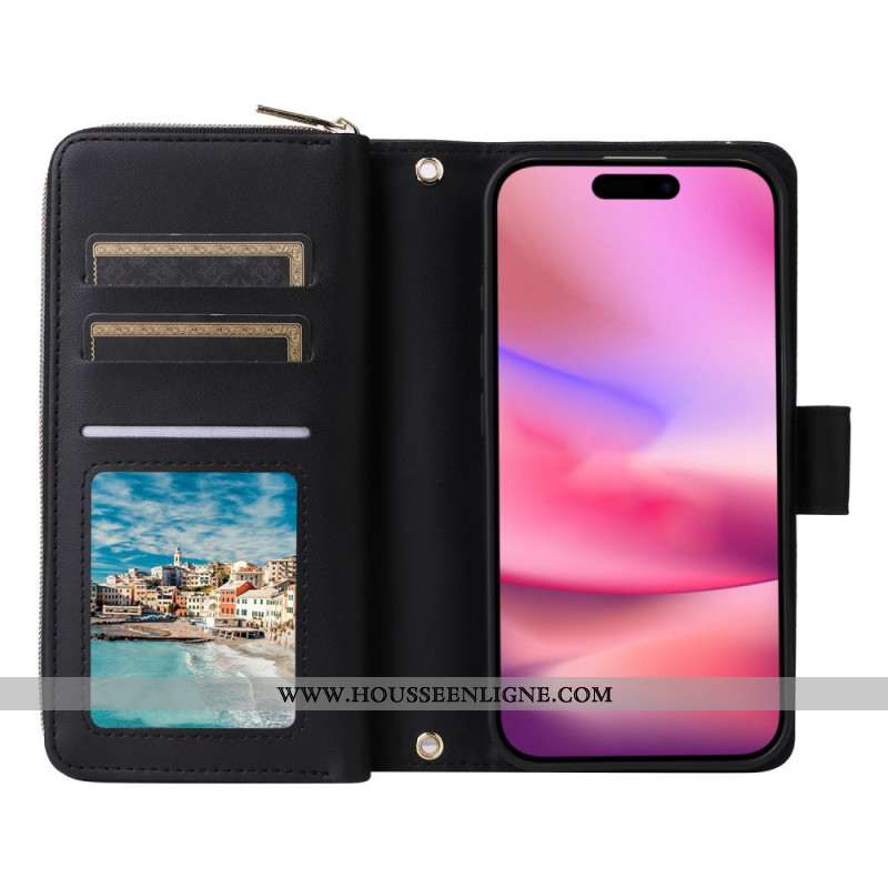 Housse iPhone 17 Portefeuille 9 Porte-Cartes et Lanière