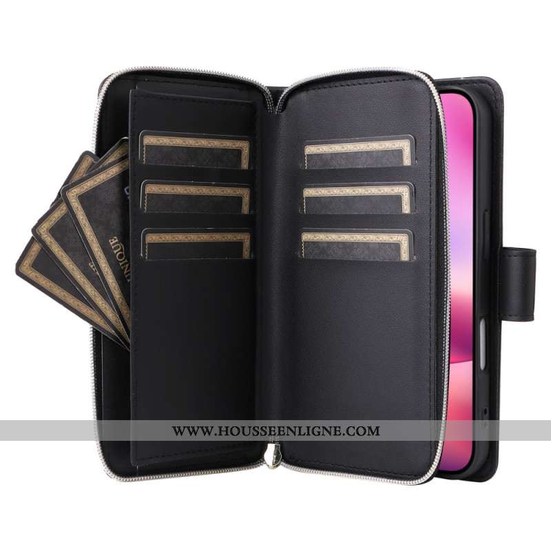 Housse iPhone 17 Portefeuille 9 Porte-Cartes et Lanière