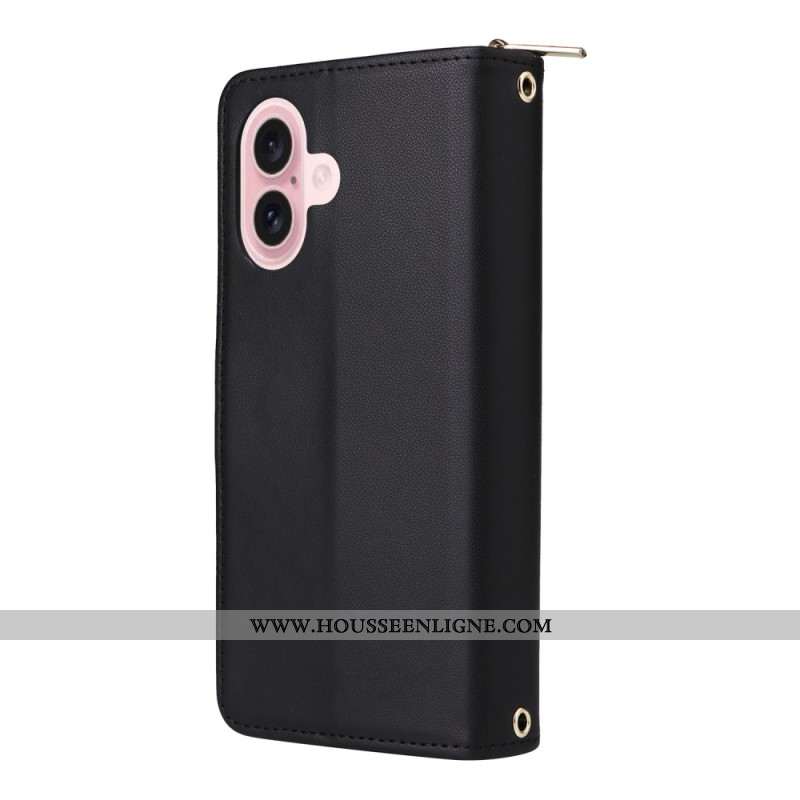 Housse iPhone 17 Portefeuille 9 Porte-Cartes et Lanière