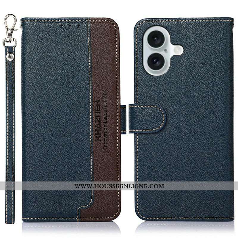 Housse iPhone 17 Portefeuille RFID Bicolore KHAZNEH