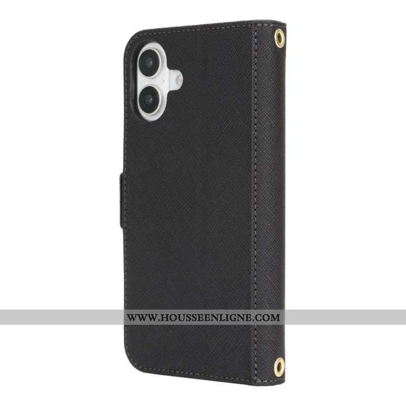 Housse iPhone 17 Portefeuille avec Bandoulière et Miroir