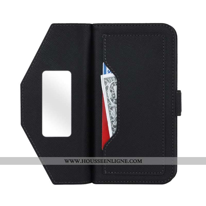 Housse iPhone 17 Portefeuille avec Bandoulière et Miroir