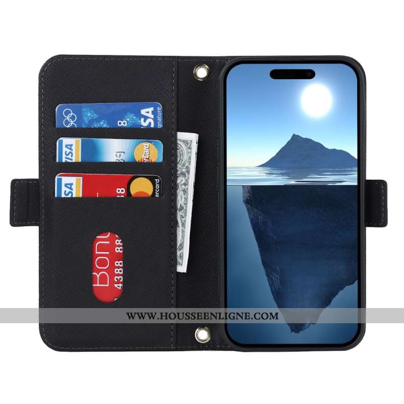 Housse iPhone 17 Portefeuille avec Bandoulière et Miroir