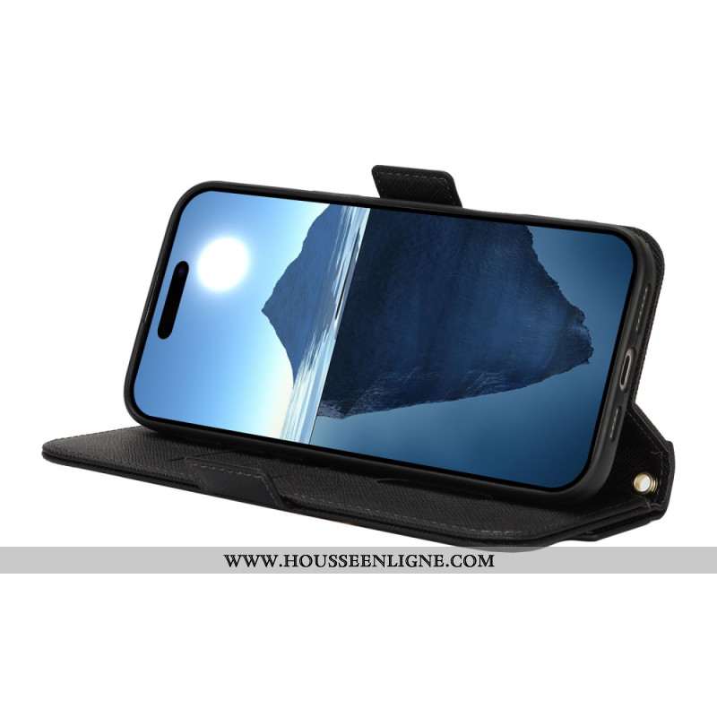 Housse iPhone 17 Portefeuille avec Bandoulière et Miroir