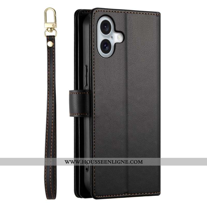 Housse iPhone 17 Portefeuille avec Pochette Zippée et Sangles