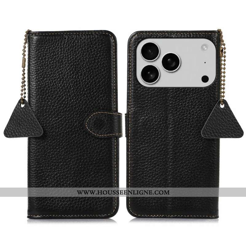 Housse iPhone 17 Pro Blocage RFID Cuir Texturé