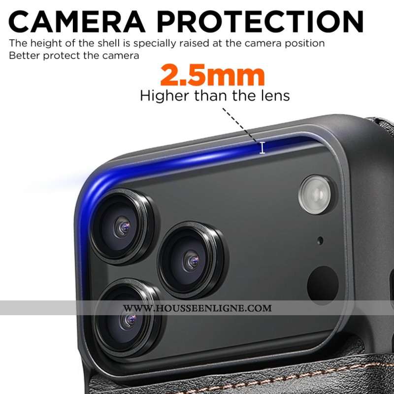 Housse iPhone 17 Pro Magnétique avec Coque Détachable Rétro