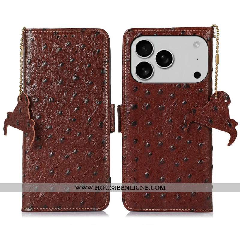 Housse iPhone 17 Pro Max Bocage RFID Texture Autruche