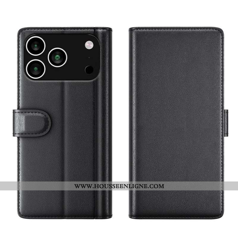 Housse iPhone 17 Pro Max Portefeuille Cuir Véritable