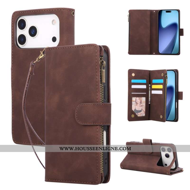 Housse iPhone 17 Pro Max Portefeuille Effet daim