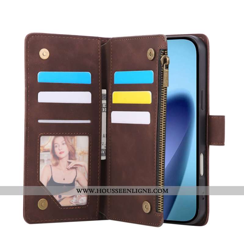 Housse iPhone 17 Pro Max Portefeuille Effet daim