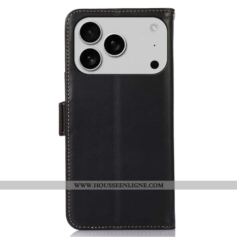 Housse iPhone 17 Pro Max Portefeuille RFID Cuir Premium