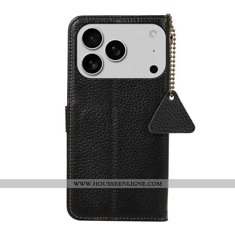 Housse iPhone 17 Pro Max RFID Cuir Texture Litchi