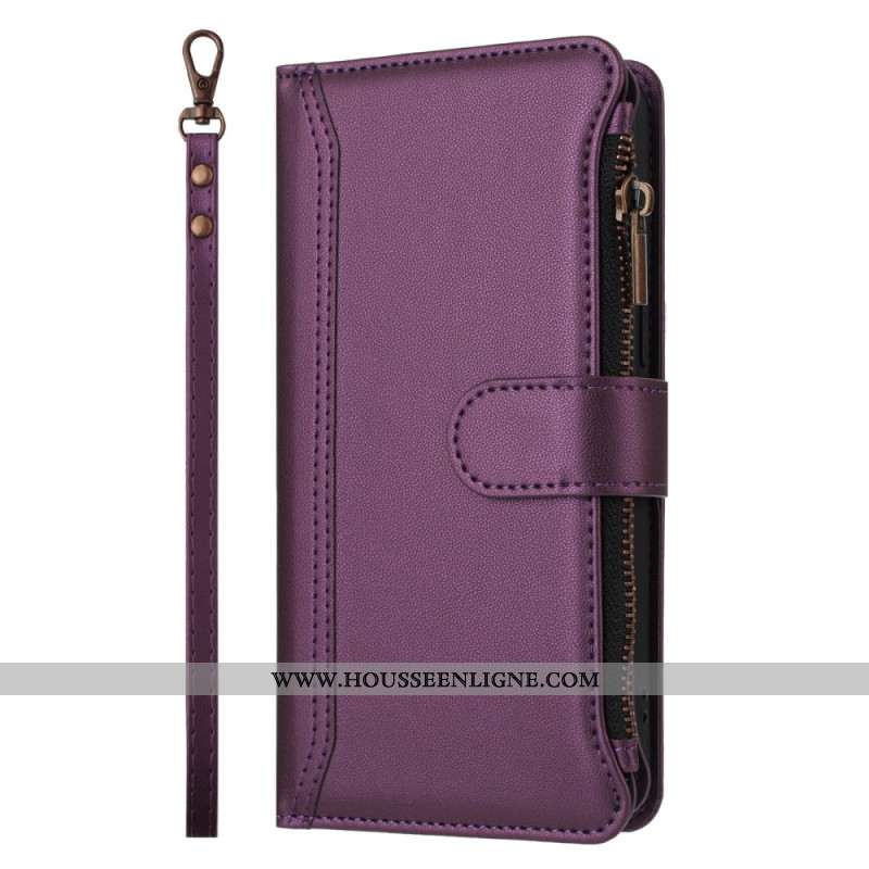 Housse iPhone 17 Pro Portefeuille 9 Porte-Cartes et Lanière