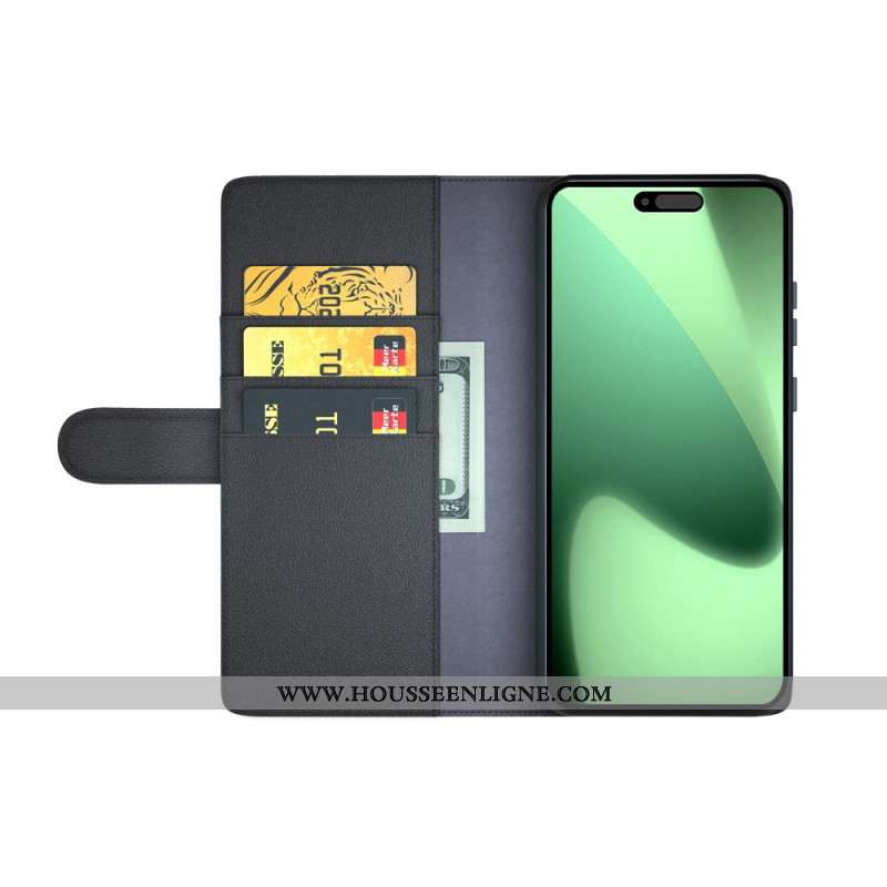 Housse iPhone 17 Pro Portefeuille Cuir Véritable