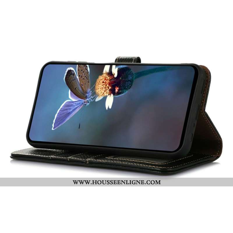 Housse iPhone Air Blocage RFID Cuir Litchi