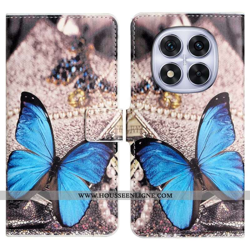 Houssse Xiaomi Redmi Note 14 Pro Plus 5G / 14 Pro 5G / Poco X7 Papillon bleu