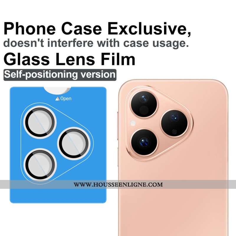 Lentille de Protection en Verre Trempé pour Huawei Pura 80 Cadre d'Auto-Positionnement (cercles