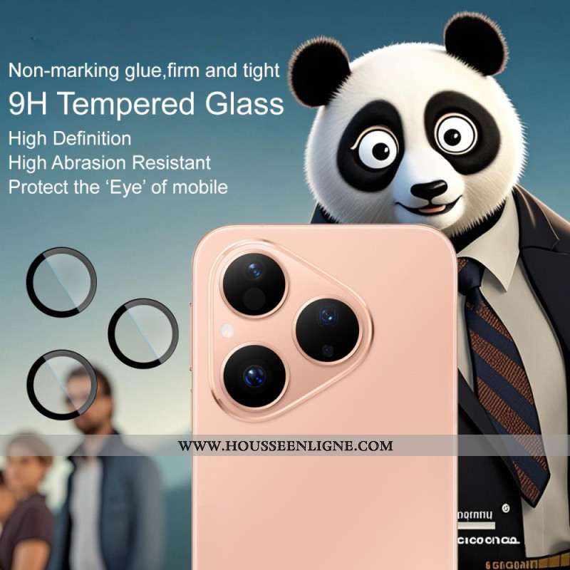 Lentille de Protection en Verre Trempé pour Huawei Pura 80 Cadre d'Auto-Positionnement (cercles