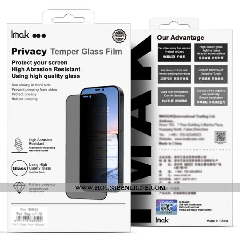 Protection en Verre Trempé Anti-Espion pour Écran Oppo Reno 14 F 5G IMAK