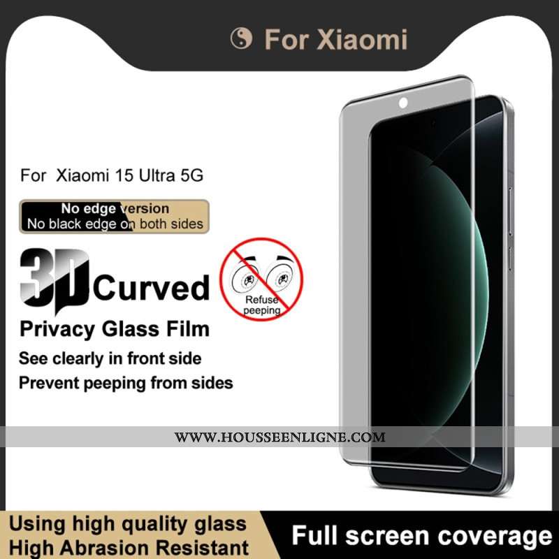 Protection en Verre Trempé Anti-Espion pour Écran Xiaomi 15 Ultra