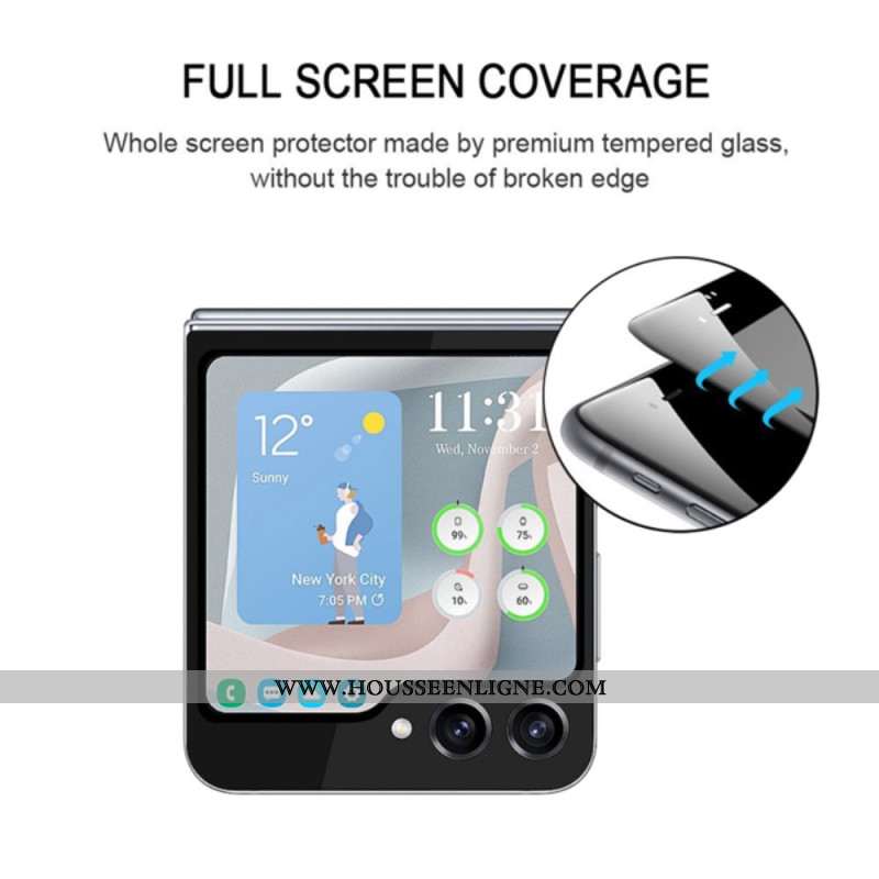 Protection en Verre Trempé pour Écran Samsung Galaxy Z Flip 7 FE / Z Flip 6 Contours Noirs