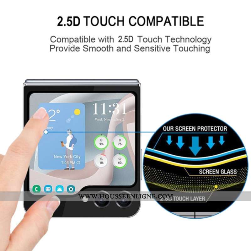Protection en Verre Trempé pour Écran Samsung Galaxy Z Flip 7 FE / Z Flip 6 Contours Noirs