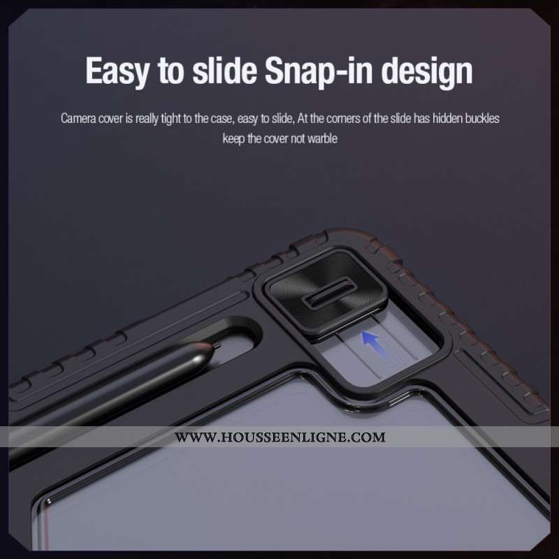 Smart Case Samsung Galaxy Tab S10 FE Plus Bumper avec Support Origami et Couvercle Coulissant NILLKI