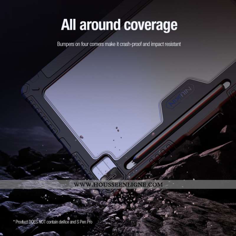 Smart Case Samsung Galaxy Tab S10 FE Plus Bumper avec Support Origami et Couvercle Coulissant NILLKI
