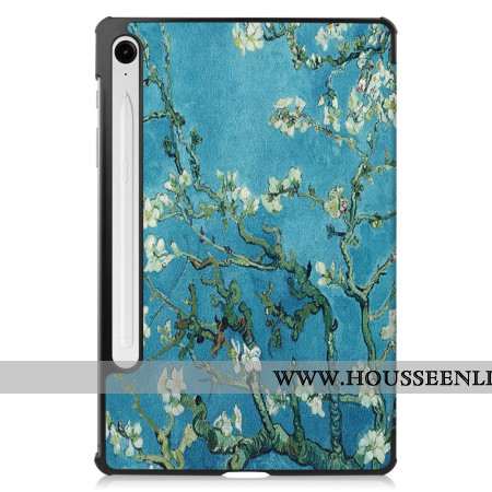 Smart Case Samsung Galaxy Tab S10 Lite Renforcée Porte-Stylet Branches Fleuries